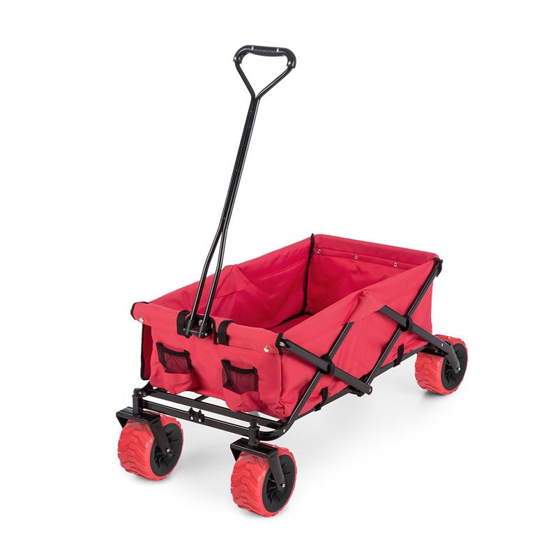 Waldbeck Red Devil, ručný vozík, skladací, 68 kg, bočné vrecká, červený – Obrázok 2