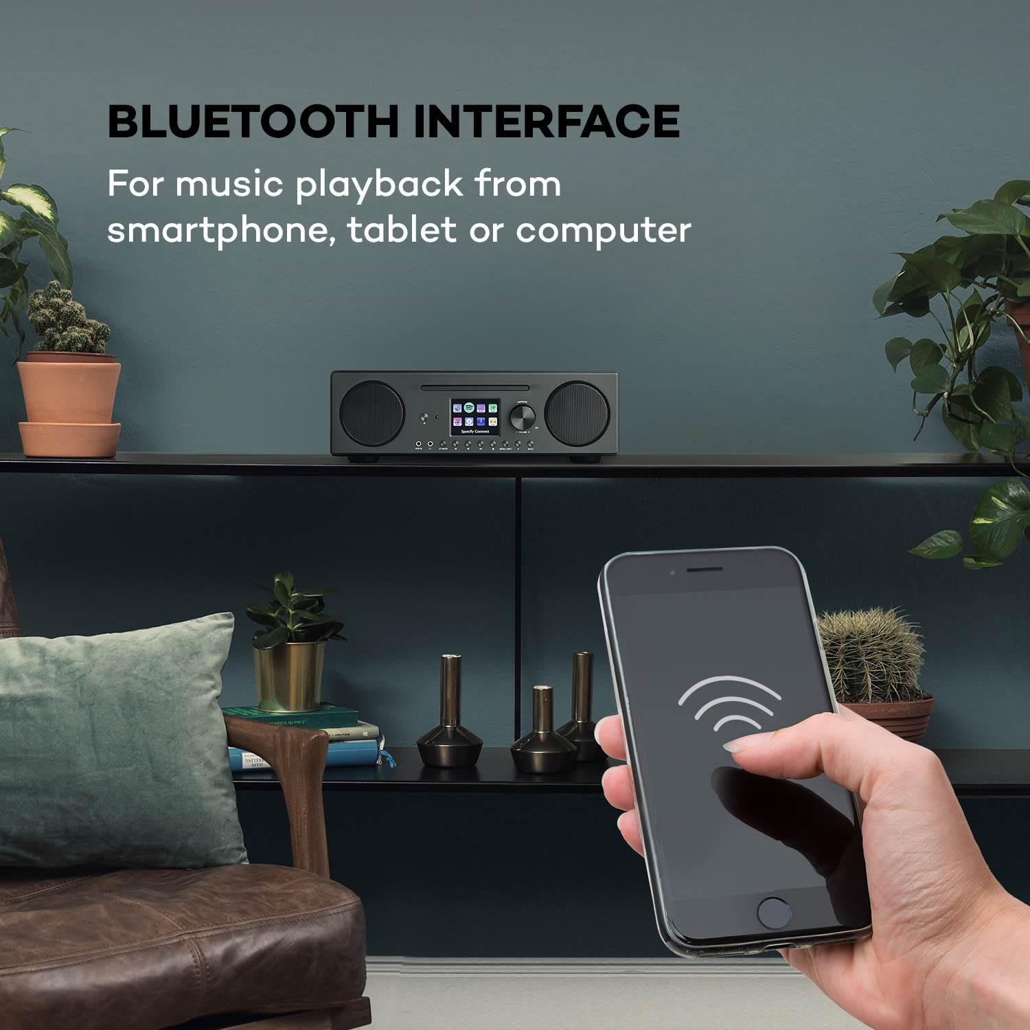 Auna Connect CD Internetradio Mediaplayer internetrádio Spotify Connect BT App Control, čierna farba – Obrázok 4