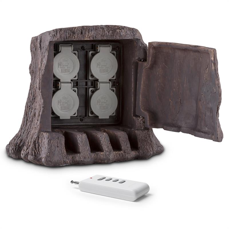 Waldbeck Power Tree Remote, záhradná zásuvka, 4-itý rozdeľovač, 5 m, diaľkové ovládanie, kmeň stromu
