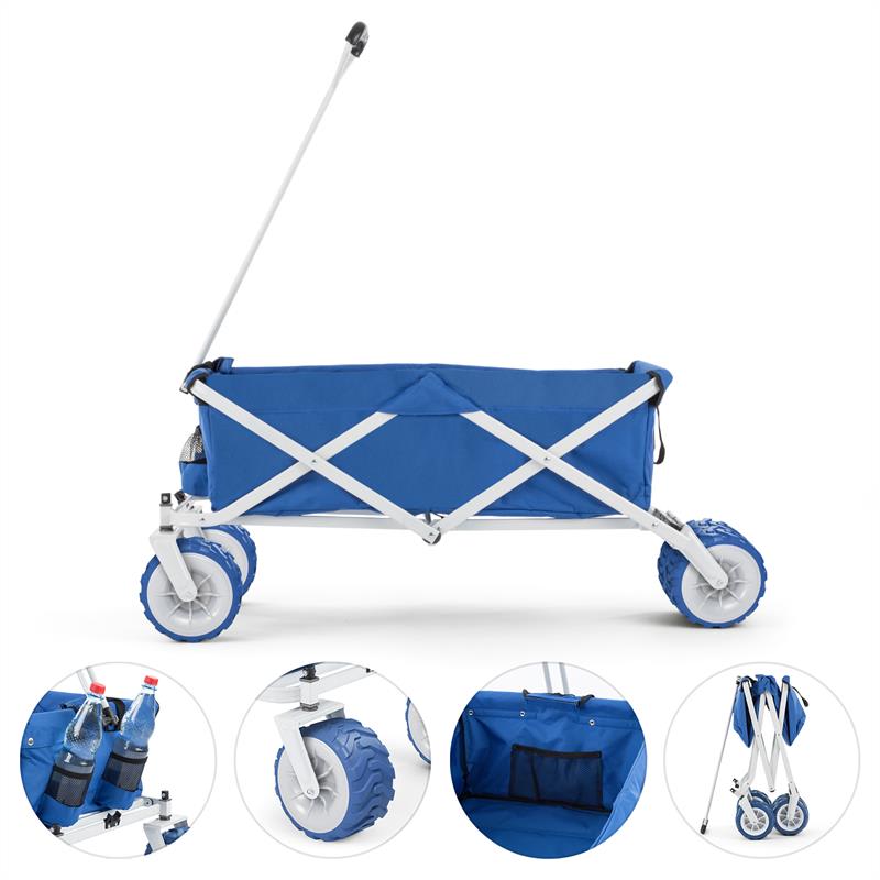Waldbeck The Blue, ručný vozík, skladací, 70 kg, 90 l, kolesá Ø 10 cm, modrý – Obrázok 3