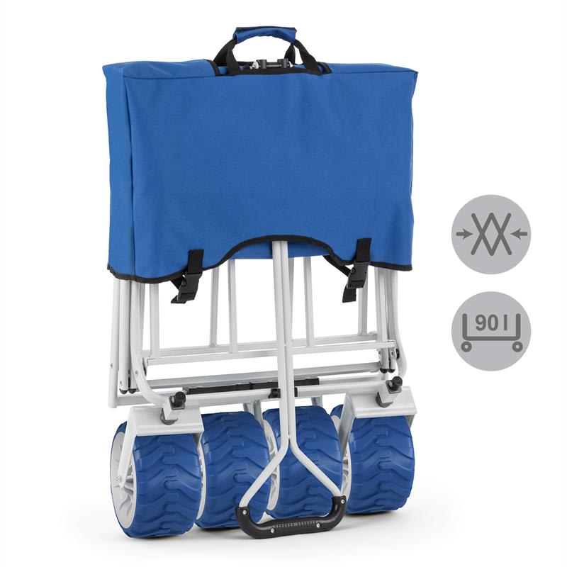 Waldbeck The Blue, ručný vozík, skladací, 70 kg, 90 l, kolesá Ø 10 cm, modrý – Obrázok 4