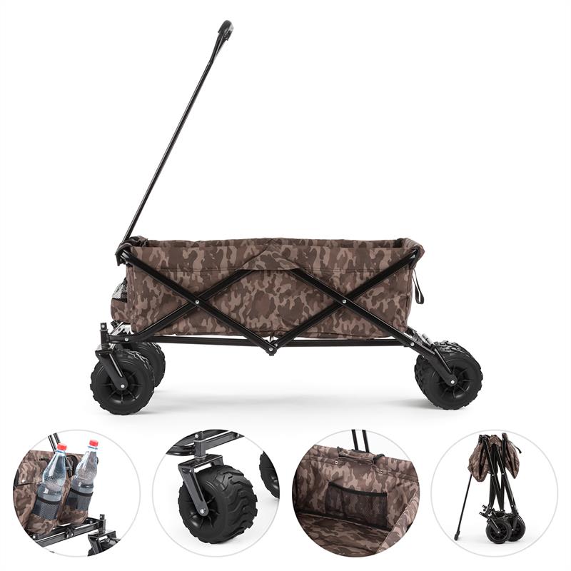 Waldbeck The Camou, ručný vozík, skladací, 70 kg, 90 l, kolesá Ø 10 cm, maskáčový – Obrázok 2