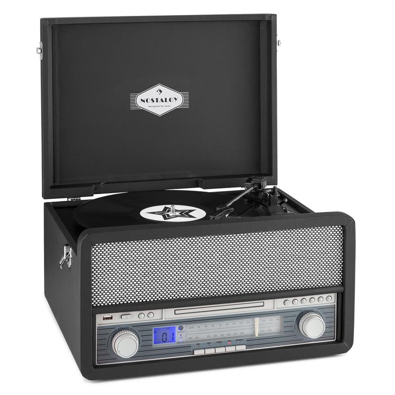 Auna Epoque 1907, retro audio systém, gramofón, kazety, bluetooth, USB, CD, AUX