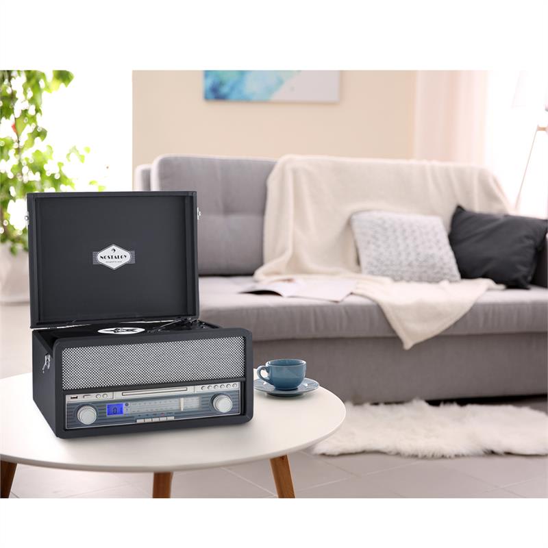 Auna Epoque 1907, retro audio systém, gramofón, kazety, bluetooth, USB, CD, AUX – Obrázok 2