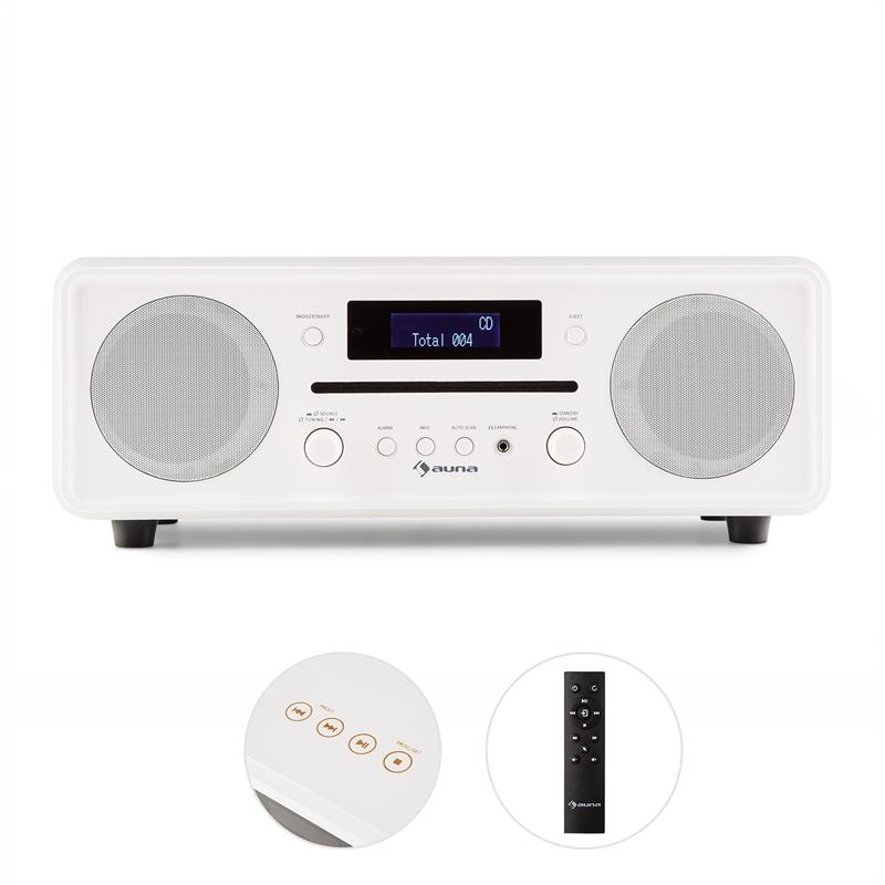 Auna Melodia CD, biele, DAB+/FM stolové rádio, CD prehrávač, bluetooth, alarm, opakované budenie – Obrázok 2