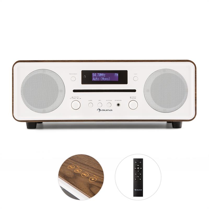 Auna Melodia CD, orech, DAB+/FM stolové rádio, CD prehrávač, bluetooth, alarm, opakované budenie – Obrázok 2