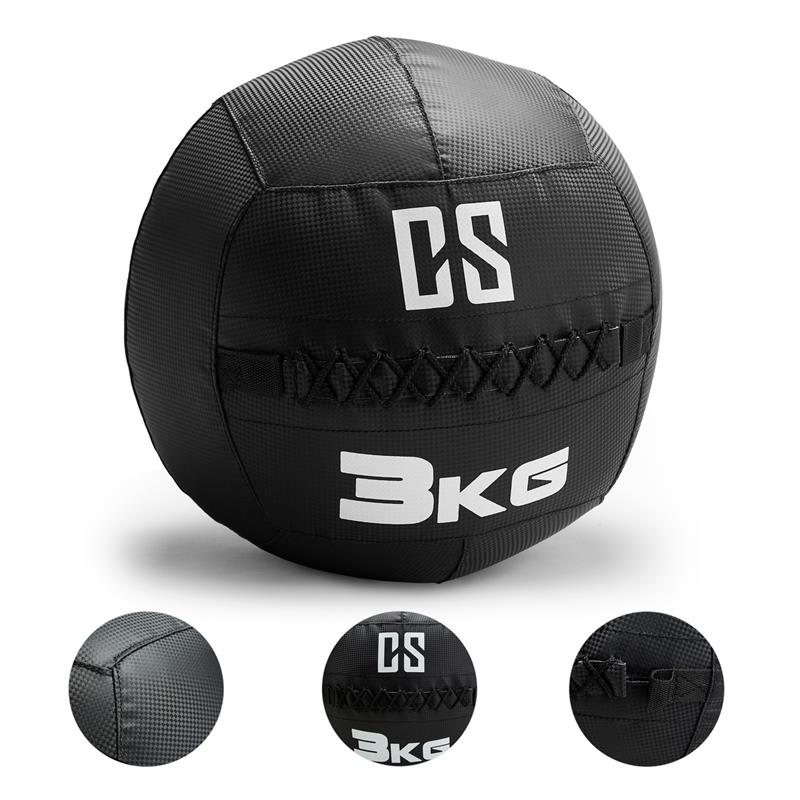 Capital Sports Bravor Wall Ball medicinbal PVC dvojité švy 3kg čierna farba – Obrázok 3