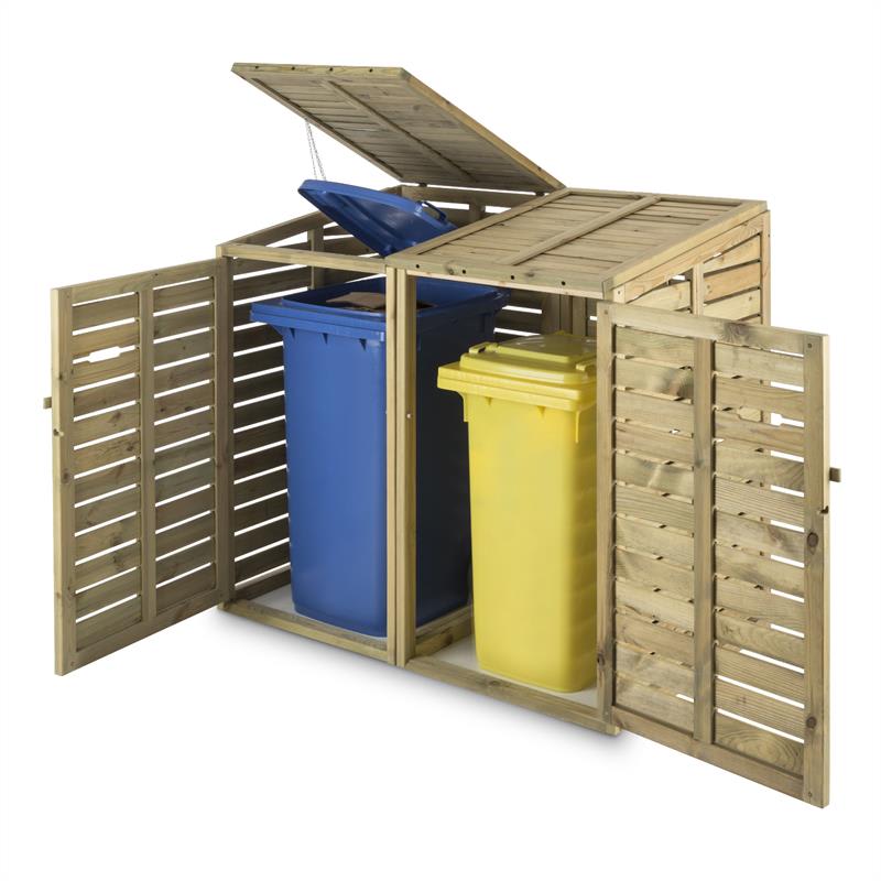 Waldbeck Ordnungshüter 2T, box na smetné koše, 145 x 130 x 87 cm (Š x V x H), 2 koše, FSC borovica – Obrázok 5