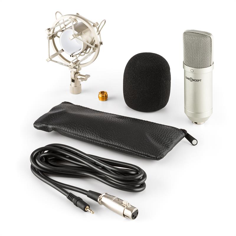 OneConcept Mic-700, strieborný, štúdiový mikrofón, Ø34 mm, univerzálny, pavúk, ochrana pred vetrom, XLR – Obrázok 4