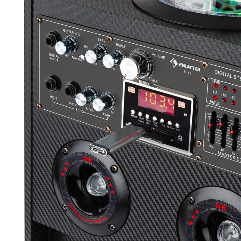 Auna DisGo Box 100, 100 W RMS, mobilný DJ reproduktor s disko svetlom, bluetooth, USB – Obrázok 5