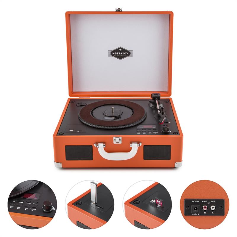 Auna Peggy Sue OR prenosný retro gramofón, CD USB SD, oranžová farba – Obrázok 4