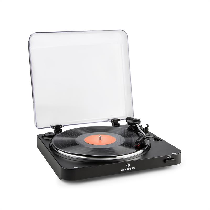 Auna TT-30 BT, čierny, gramofón, bluetooth vysielač, line-out, cinch USB adaptér