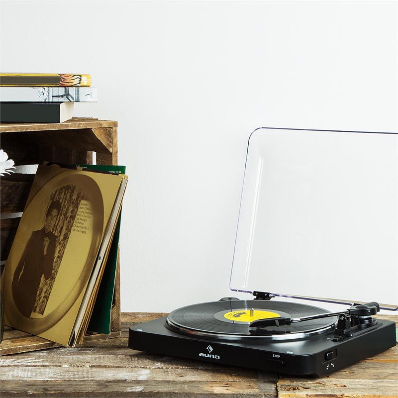 Auna TT-30 BT, čierny, gramofón, bluetooth vysielač, line-out, cinch USB adaptér – Obrázok 2