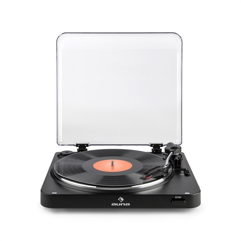 Auna TT-30 BT, čierny, gramofón, bluetooth vysielač, line-out, cinch USB adaptér – Obrázok 4