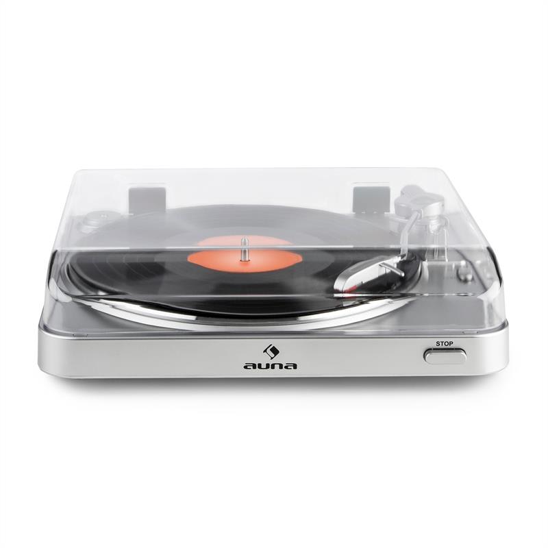 Auna TT-30 BT, strieborný, gramofón, bluetooth vysielač, line-out, cinch USB adaptér – Obrázok 3