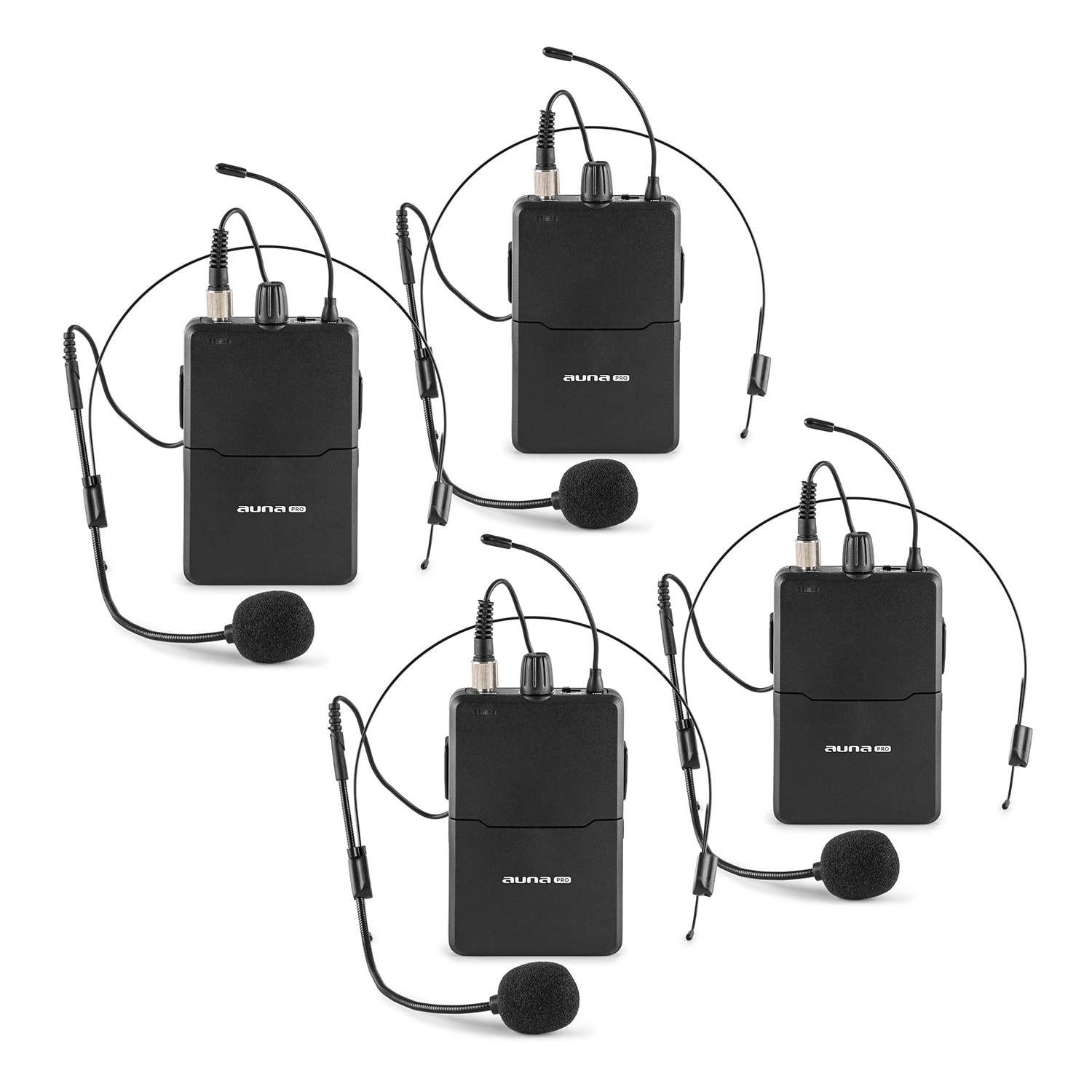 Auna Pro VHF-4-HS 4-kanálová VHF mikrofónová sada 4x headset 50m – Obrázok 3