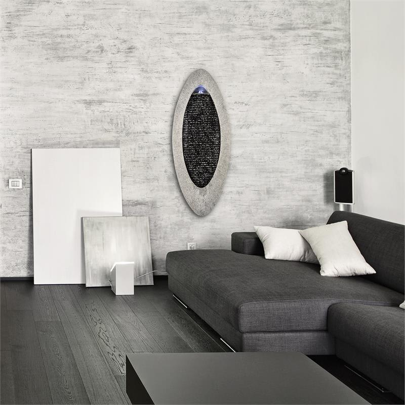 Blumfeldt Gavarnie, nástenná fontána, LED, 37.5 x 89.5 x 9 cm, oválna, 6 W pumpa, IP67 – Obrázok 2