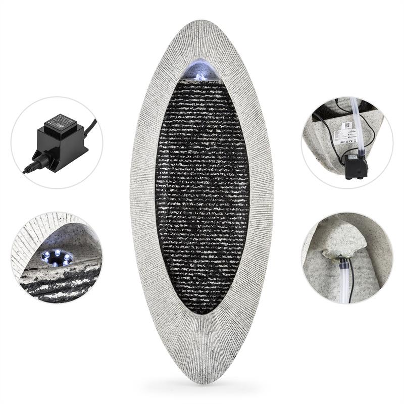 Blumfeldt Gavarnie, nástenná fontána, LED, 37.5 x 89.5 x 9 cm, oválna, 6 W pumpa, IP67 – Obrázok 3