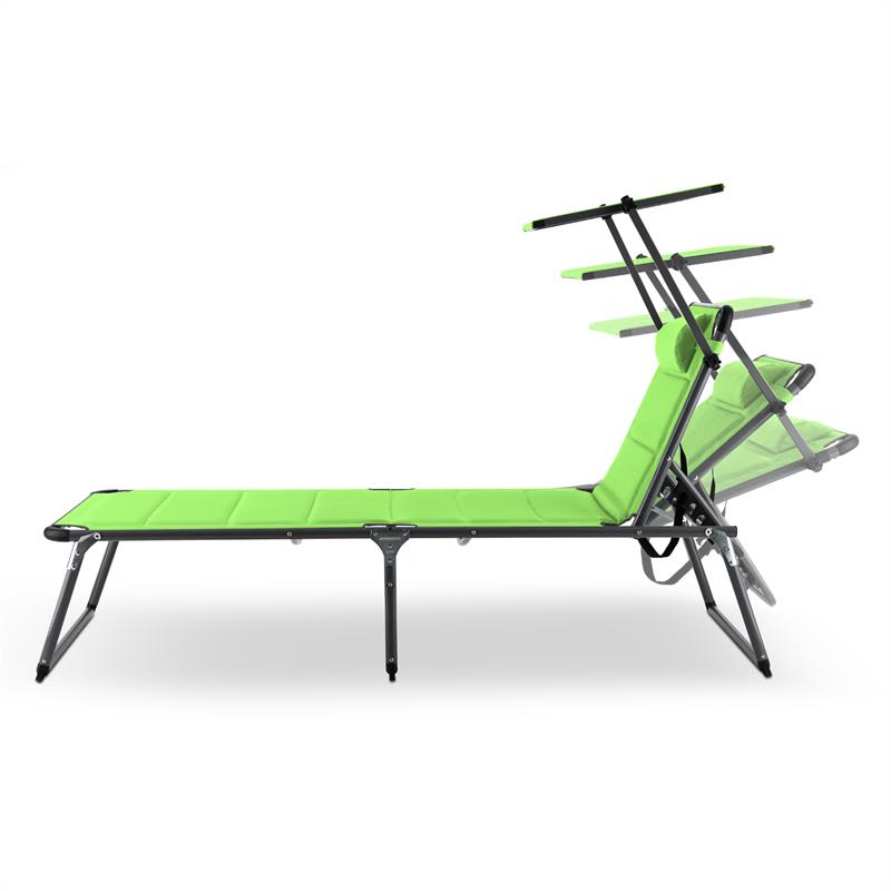 Blumfeldt Amalfi Juicy Lime, záhradné lehátko, 70 x 37 x 200 cm, slnečná clona, zelené – Obrázok 5