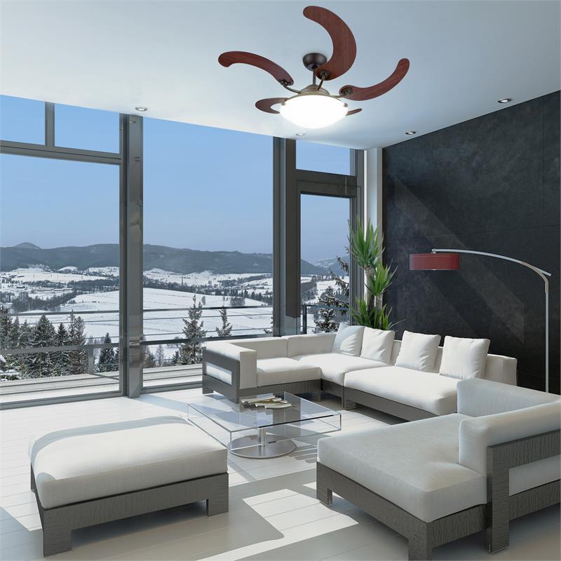 Klarstein Viola, stropný ventilátor, stropné svietidlo, rotor Ø 117 cm/46", 16000 m³/h, diaľkový ovládač, mliečne sklo, bronz – Obrázok 3