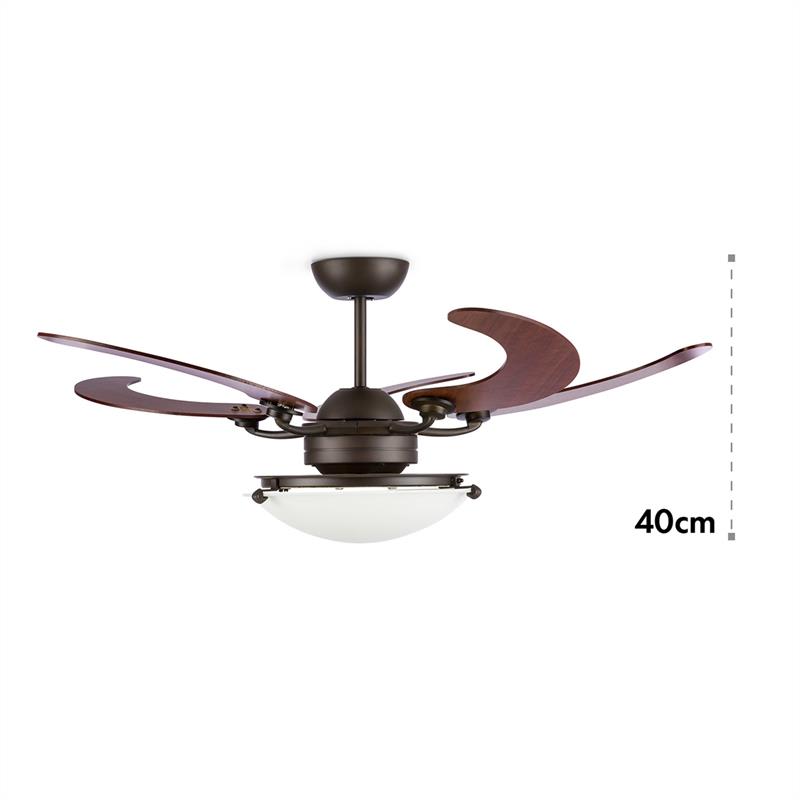 Klarstein Viola, stropný ventilátor, stropné svietidlo, rotor Ø 117 cm/46", 16000 m³/h, diaľkový ovládač, mliečne sklo, bronz – Obrázok 4
