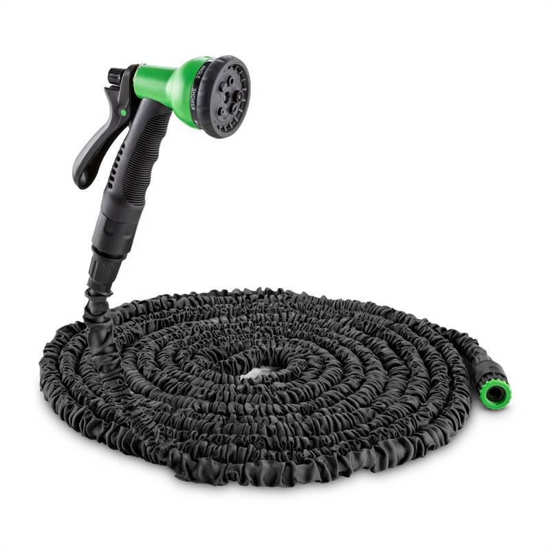 Waldbeck Water Wizard 15, flexibilná záhradná hadica, 8 funkcií, 15 m čierna