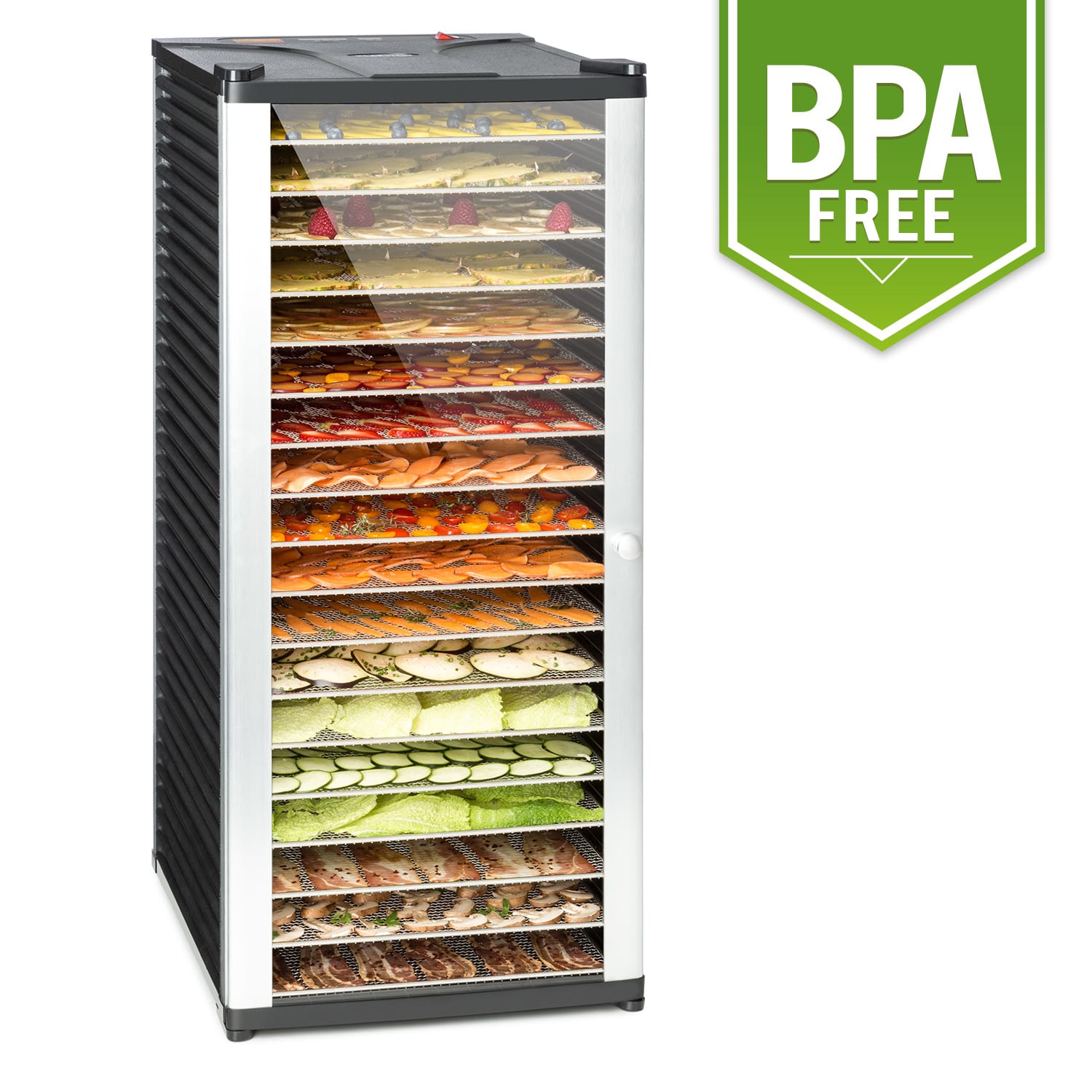 Klarstein Fruit Jerky 18, čierny, 1000 W, sušiaci automat, 18 poschodí z ušľachtilej ocele