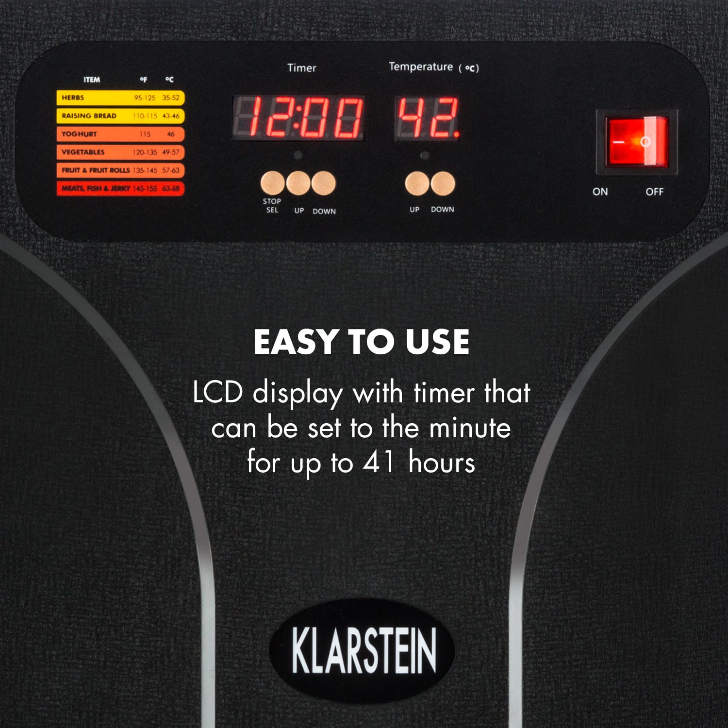 Klarstein Fruit Jerky 18, čierny, 1000 W, sušiaci automat, 18 poschodí z ušľachtilej ocele – Obrázok 3