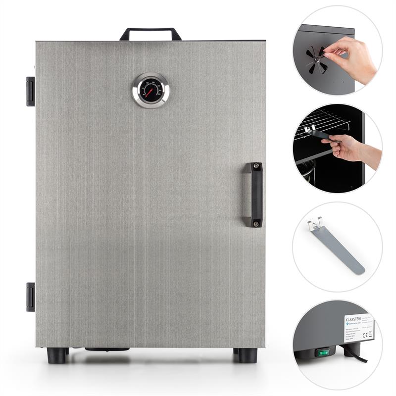Klarstein Flintstone Steel, udiareň, údiaca pec, elektrická, 800 W, ušľachtilá oceľ – Obrázok 3