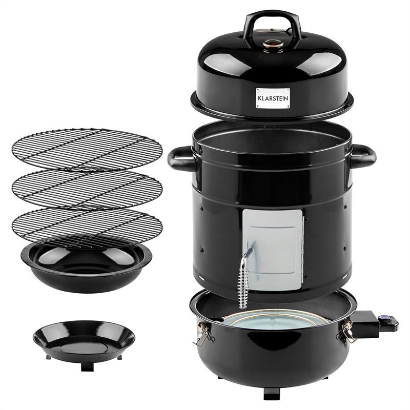 Klarstein Barney, 3 v 1 elektrický gril, BBQ, údenie, 1800 W, 3 x 40 cm, termometer – Obrázok 3