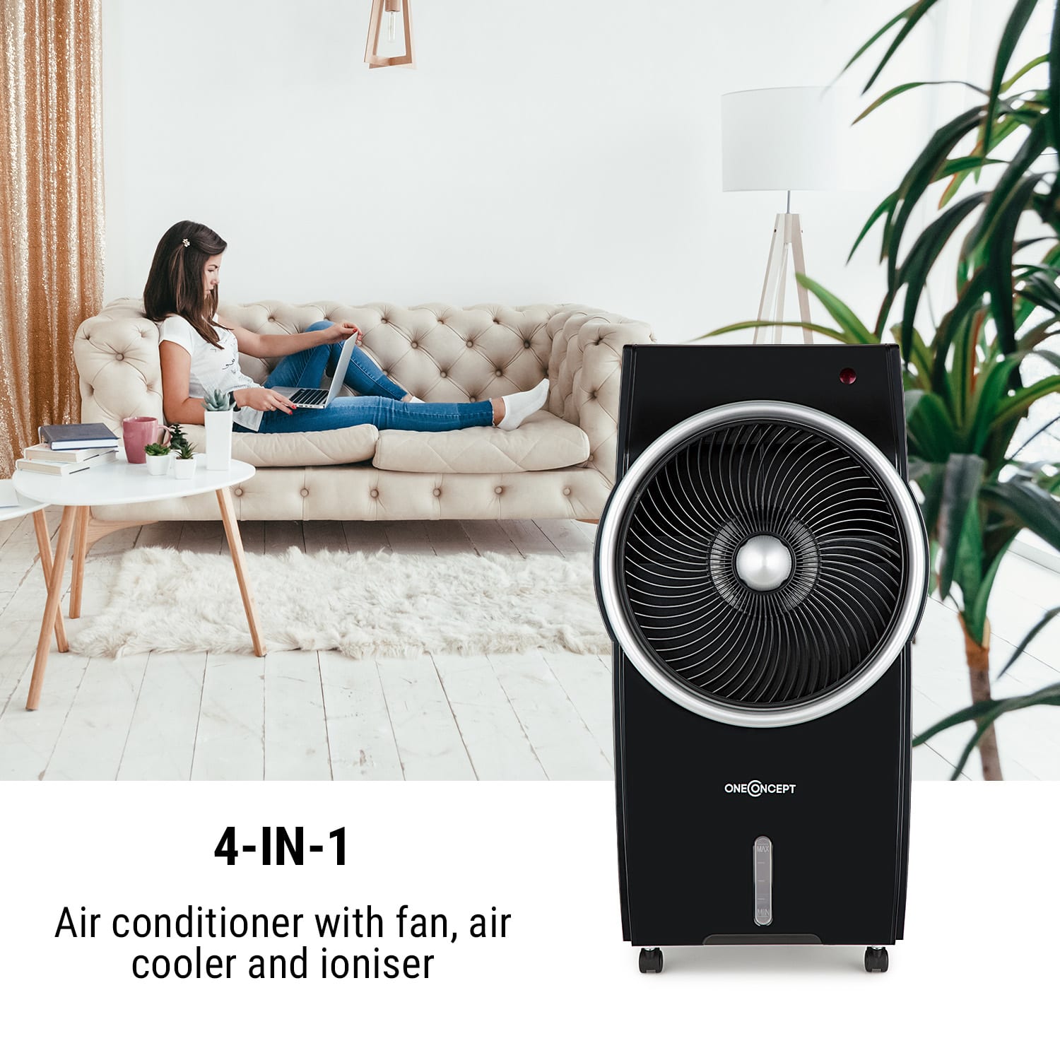 OneConcept Kingcool, ochladzovač vzduchu, ventilátor, ionizátor, čierny – Obrázok 4
