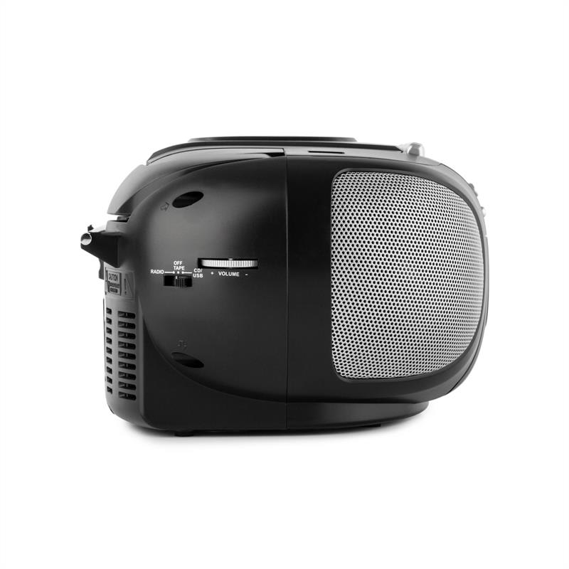 Auna BoomBoy Boom Box, čierny, boombox, prenosné rádio, CD/MP3 prehrávač, kazetový prehrávač – Obrázok 3