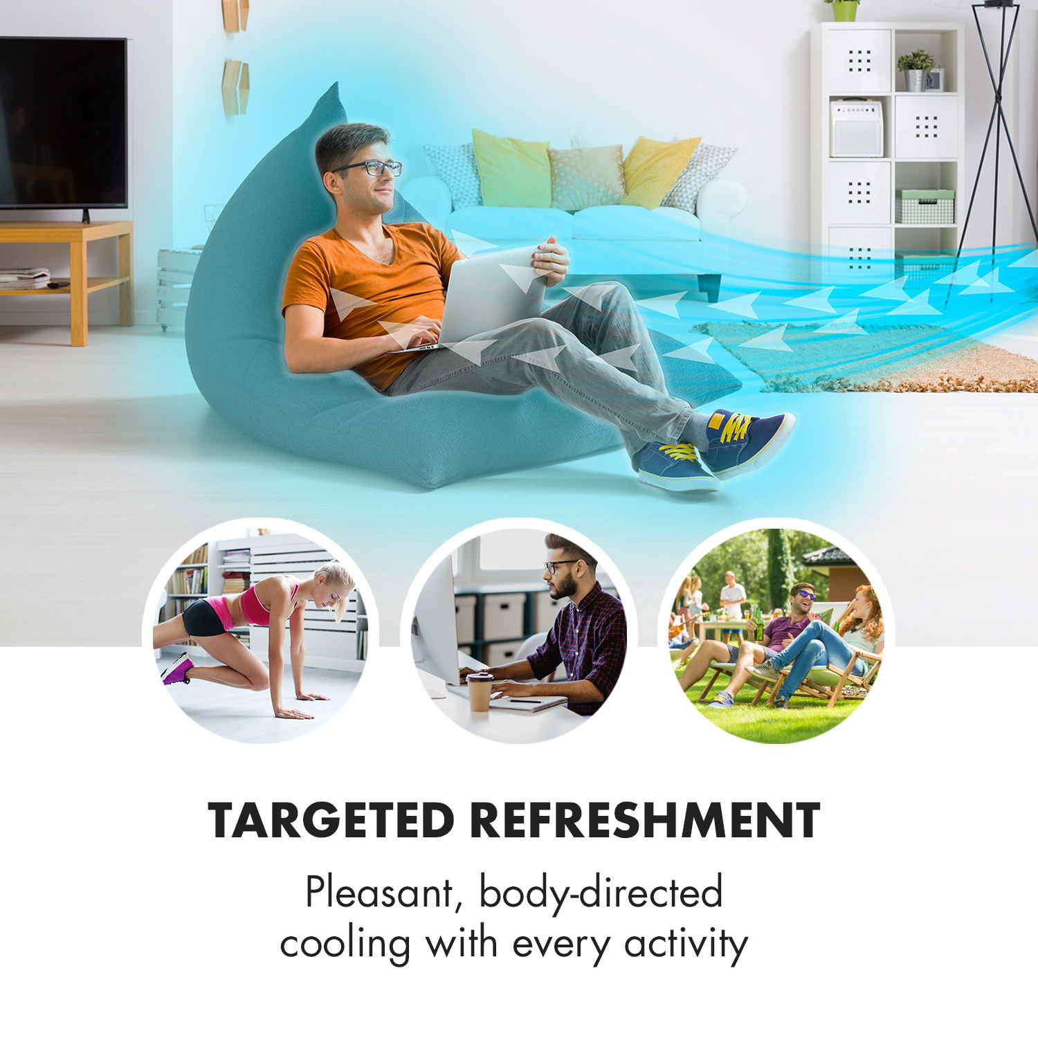 Klarstein Summerjam, stojanový ventilátor, 41 cm, 50 W, 3 stupne rýchlosti, diaľkový ovládač, čierny – Obrázok 4