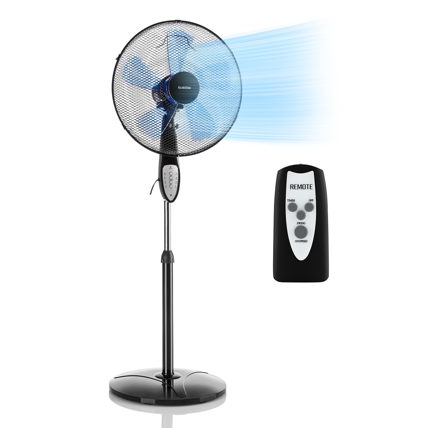 Klarstein Summerjam, stojanový ventilátor, 41 cm, 50 W, 3 stupne rýchlosti, diaľkový ovládač, čierny