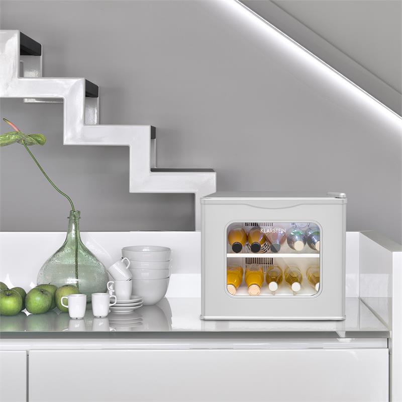 Klarstein Winehouse minibar, 17 litrov, 60 W, trieda A++, 38 dB, sklené dvere, strieborná farba
