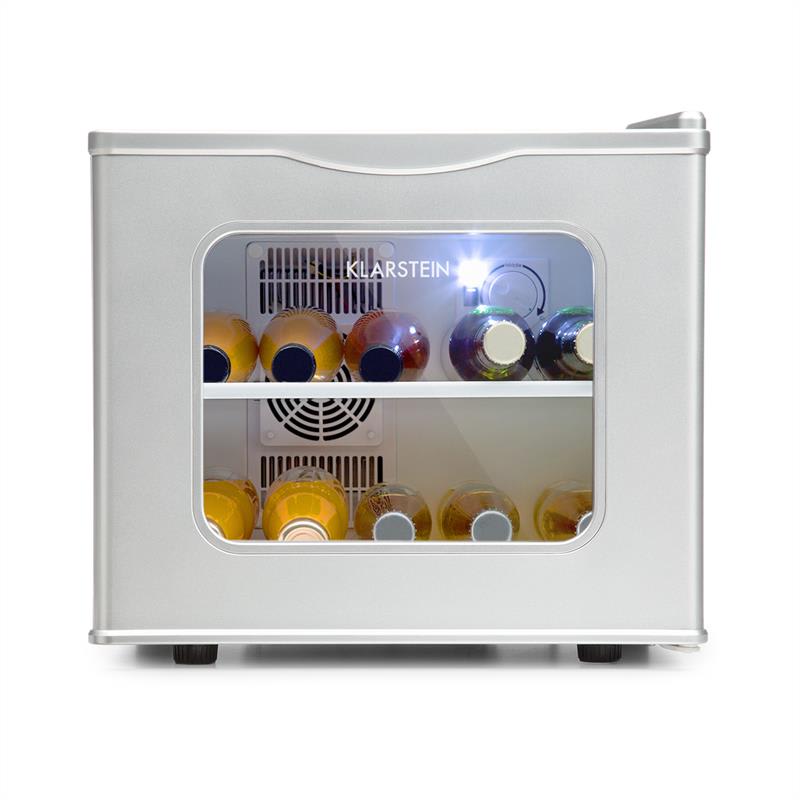 Klarstein Winehouse minibar, 17 litrov, 60 W, trieda A++, 38 dB, sklené dvere, strieborná farba – Obrázok 2