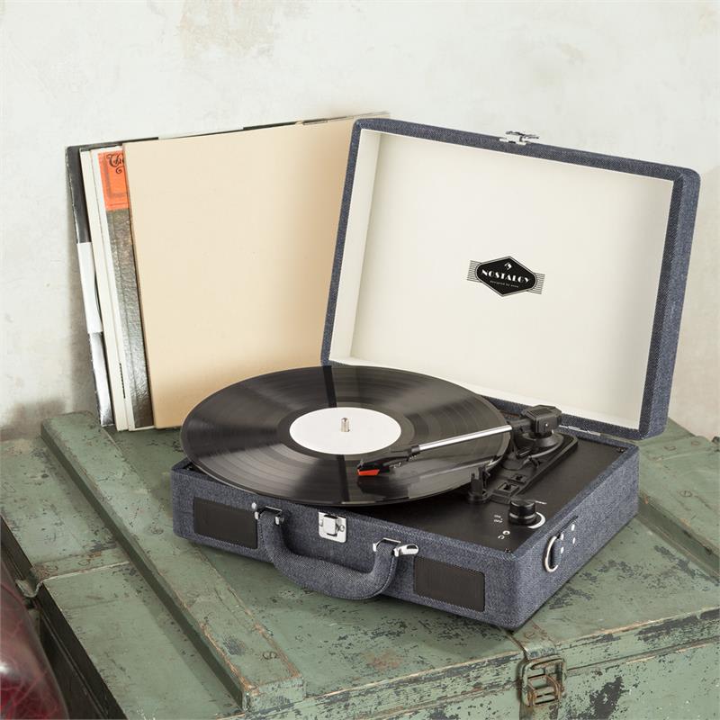 Auna Peggy Sue, retro gramofón, LP platne, USB, džínsový denim – Obrázok 2