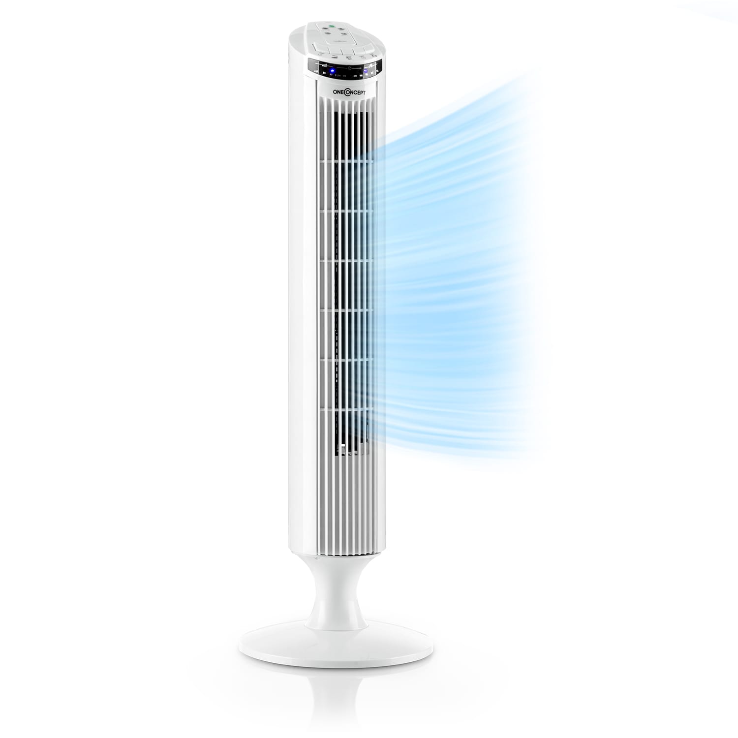 OneConcept Blitzeis, stĺpový ventilátor, 40 W, 45° oscilácia, biely