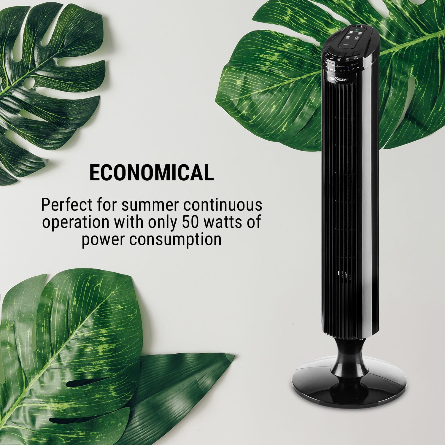 OneConcept Blitzeis, stĺpový ventilátor, 40 W, 45° oscilácia, čierny – Obrázok 5