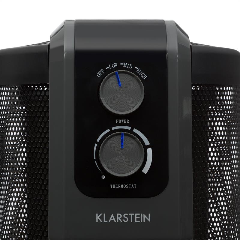 Klarstein Datscha Analog, 360° ohrievač, termostat, teplo všade dookola, 2000 W, čierny – Obrázok 4