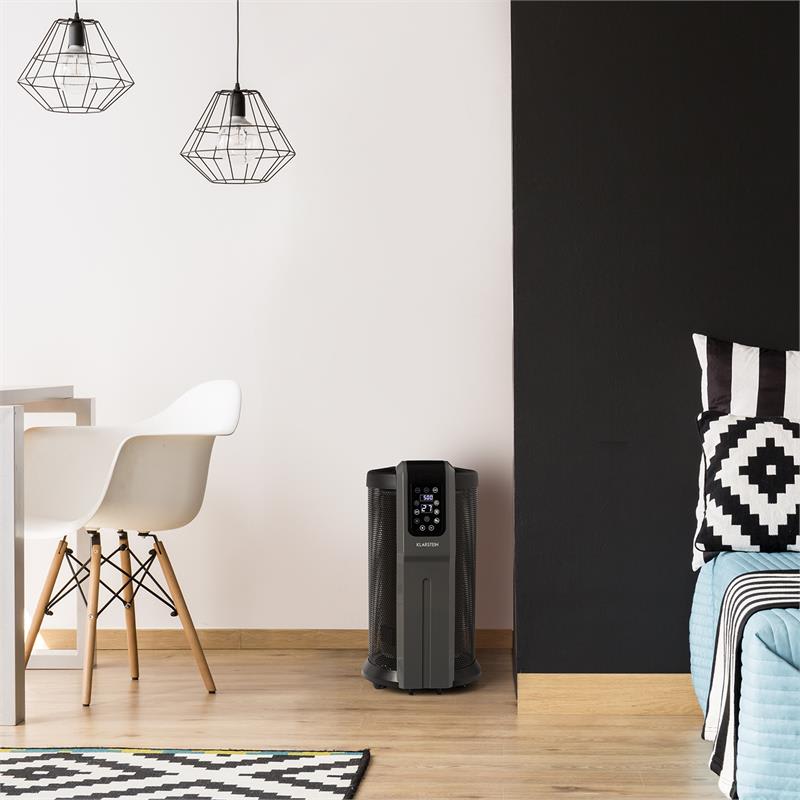 Klarstein Datscha Digital, elektrický ohrievač, 360°, termostat, diaľkový ovládač, časovač, 2200 W, čierny – Obrázok 2