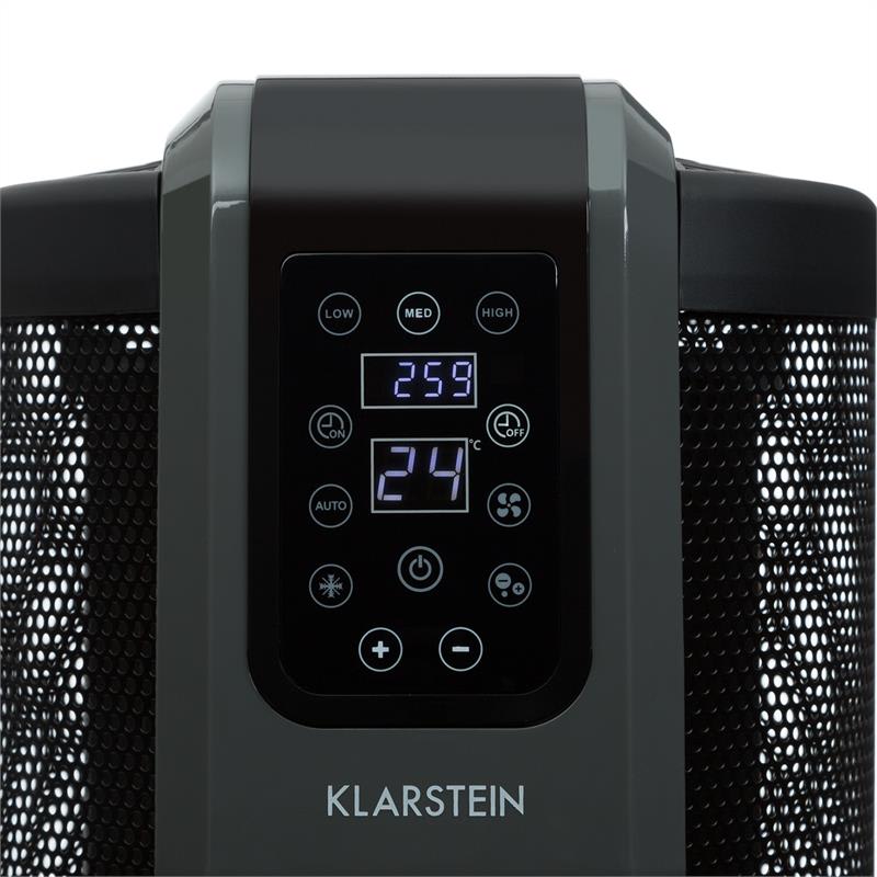 Klarstein Datscha Digital, elektrický ohrievač, 360°, termostat, diaľkový ovládač, časovač, 2200 W, čierny – Obrázok 4