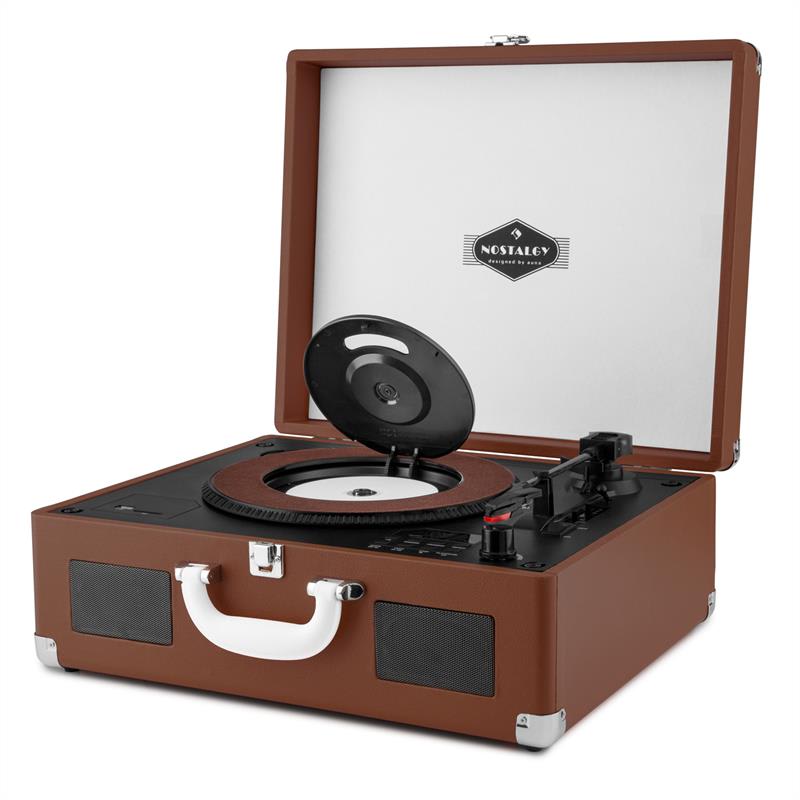 Auna Peggy Sue CD prenosný CD retro gramofón CD USB SD tmavohnedá – Obrázok 2