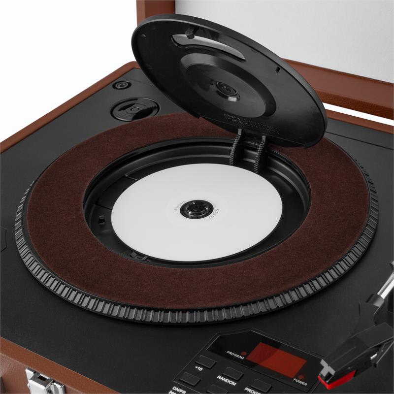 Auna Peggy Sue CD prenosný CD retro gramofón CD USB SD tmavohnedá – Obrázok 5