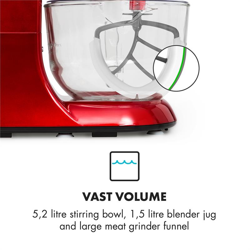 Klarstein Lucia Rossa 2G kuchynský robot, mixér, mlynček na mäso, 1800W, BPA-free – Obrázok 5
