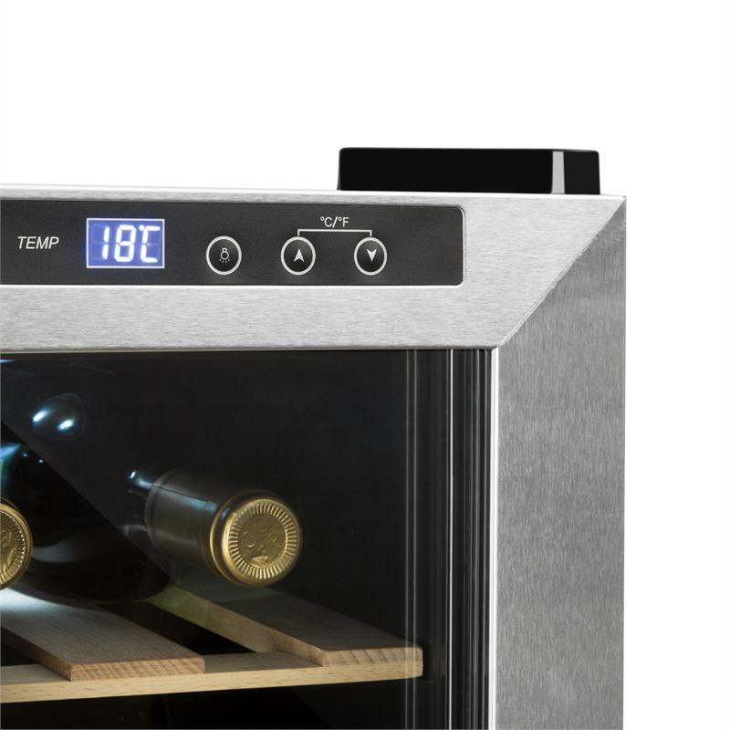 Klarstein SaloonNapa chladnička na víno, objem 67 litrov, 2 presklené dvere, 11-18°C, ušľachtilá oceľ – Obrázok 5