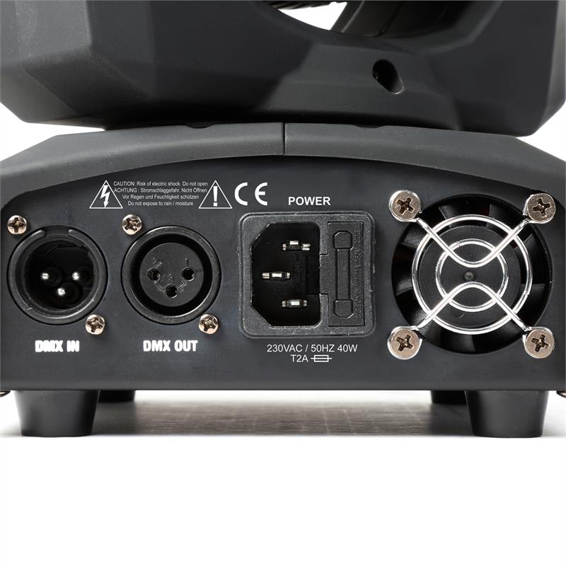 Beamz Panther 40, 45 W, LED otočná hlava, pohyblivá hlavica, moving-head, 7 vzorov, 7 farieb, DMX, infračervený diaľkový ovládač – Obrázok 2