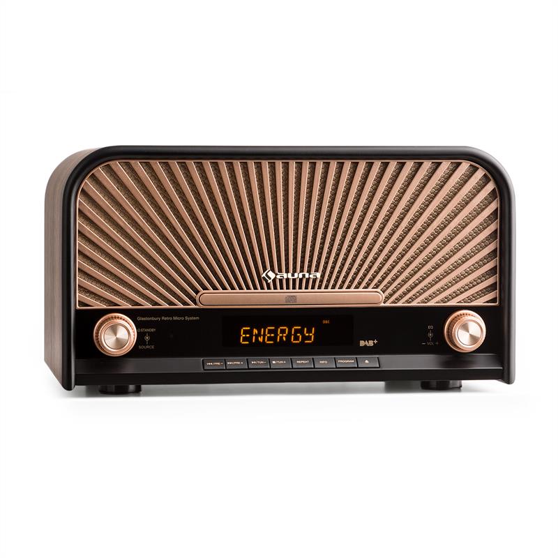Auna Glastonbury retro stereo zariadenie DAB+ FM bluetooth CD MP3 prehrávač