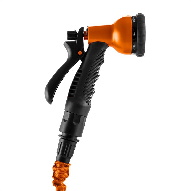 Waldbeck Water Wizard 22, flexibilná záhradná hadica, 8 funkcií, 22.5 m, oranžová – Obrázok 2