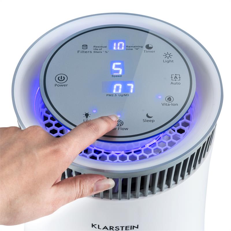 Klarstein Arosa, čistička vzduchu, ionizátor, UV lampa, automatický režim/režim počas spánku, biela – Obrázok 3